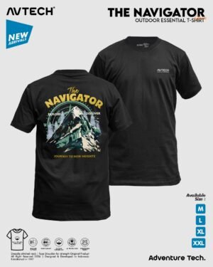 2 AVTECH - T-Shirt Kaos Lengan Pendek Outdoor Gunung Casual Harian Cotton Combed - THE NAVIGATOR
