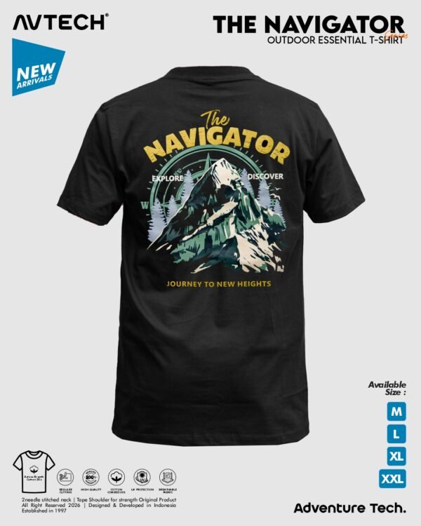 AVTECH - T-Shirt Kaos Lengan Pendek Outdoor Gunung Casual Harian Cotton Combed - THE NAVIGATOR