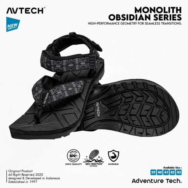 2 AVTECH - Sandal Palang Gunung Hiking Outdoor Adventure Trekking Travel Harian - MONOLITH OBSIDIAN SERIES