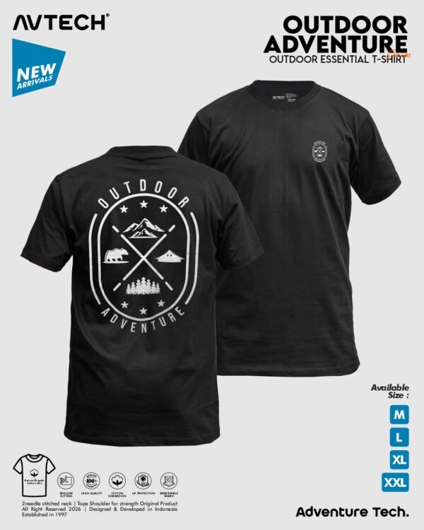 AVTECH - T-Shirt Kaos Lengan Pendek Pria Wanita Casual Harian Cotton Combed - OUTDOOR ADVENTURE