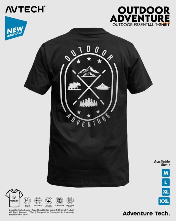 AVTECH - T-Shirt Kaos Lengan Pendek Pria Wanita Casual Harian Cotton Combed - OUTDOOR ADVENTURE