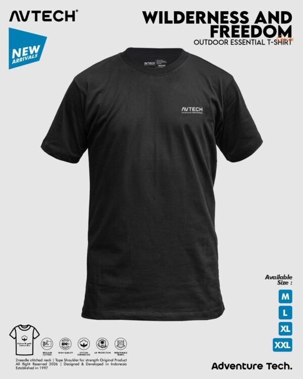 AVTECH - T-Shirt Kaos Lengan Pendek Outdoor Gunung Casual Harian Urban Cotton Combed - WILDERNESS AND FREEDOM