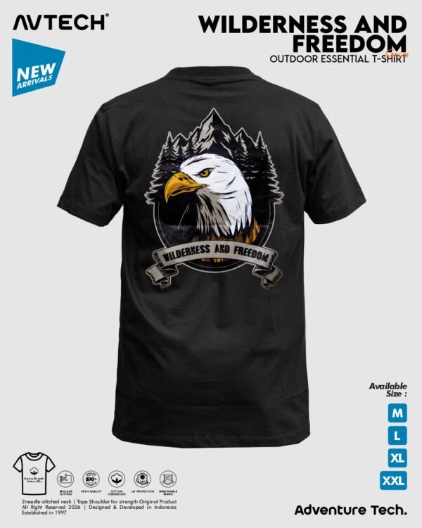 AVTECH - T-Shirt Kaos Lengan Pendek Outdoor Gunung Casual Harian Urban Cotton Combed - WILDERNESS AND FREEDOM