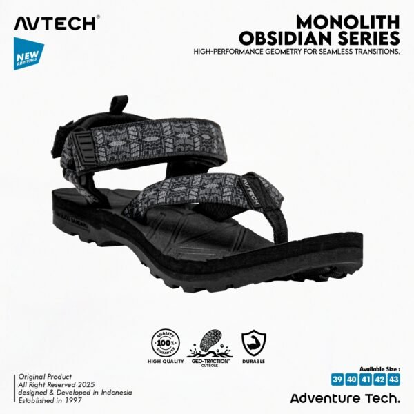 6 AVTECH - Sandal Palang Gunung Hiking Outdoor Adventure Trekking Travel Harian - MONOLITH OBSIDIAN SERIES