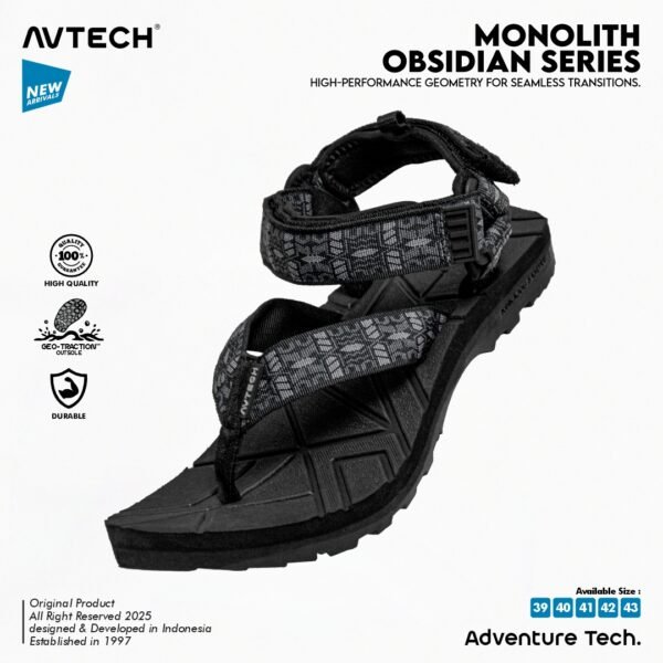 7 AVTECH - Sandal Palang Gunung Hiking Outdoor Adventure Trekking Travel Harian - MONOLITH OBSIDIAN SERIES