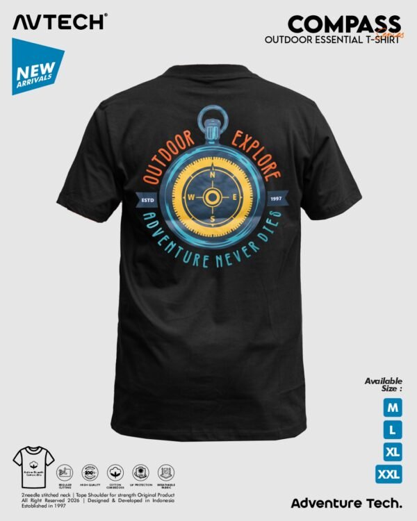 AVTECH - T-Shirt Kaos Lengan Pendek Outdoor Gunung Casual Harian Cotton Combed - COMPASS