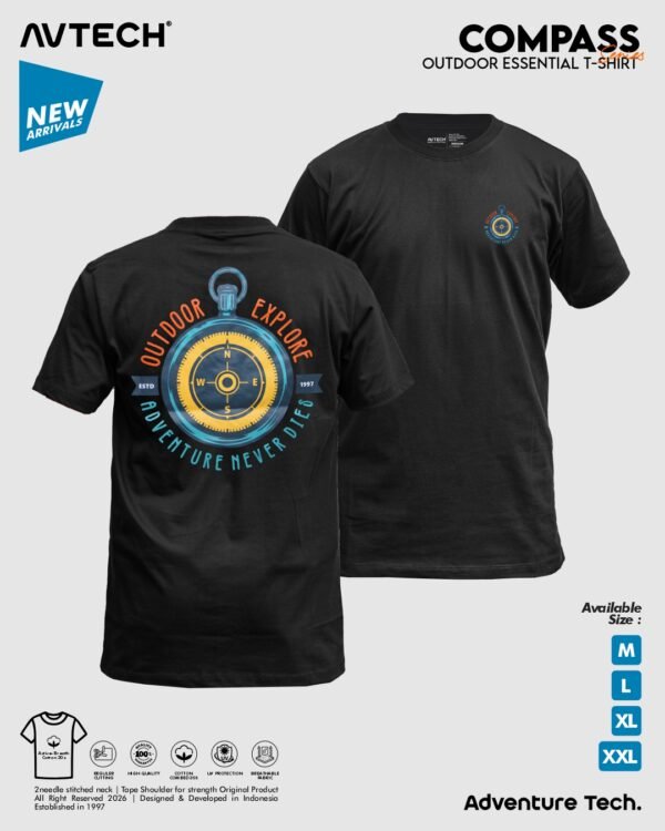 AVTECH - T-Shirt Kaos Lengan Pendek Outdoor Gunung Casual Harian Cotton Combed - COMPASS