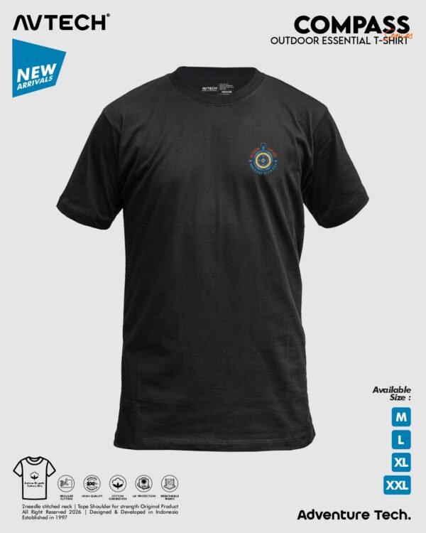 AVTECH - T-Shirt Kaos Lengan Pendek Outdoor Gunung Casual Harian Cotton Combed - COMPASS