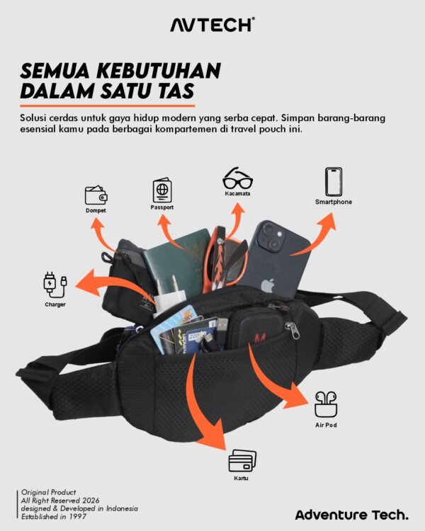 AVTECH - Tas Selempang Pinggang Waist Bag Harian Hiking Outdoor Travel Lifestyle - CAPRA