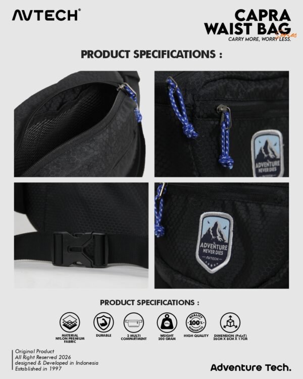 AVTECH - Tas Selempang Pinggang Waist Bag Harian Hiking Outdoor Travel Lifestyle - CAPRA