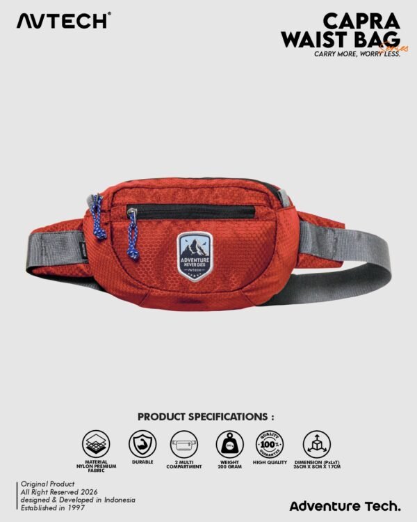 AVTECH - Tas Selempang Pinggang Waist Bag Harian Hiking Outdoor Travel Lifestyle - CAPRA