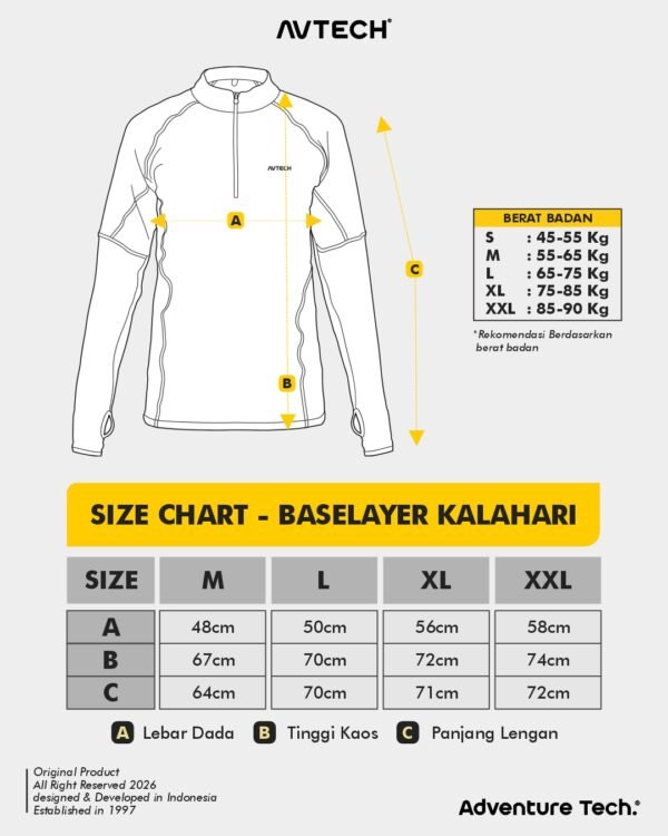 AVTECH - Baselayer Kaos Pria Wanita Lengan Panjang Outdoor Dry Fit Half Zipper Aero Dry - KALAHARI