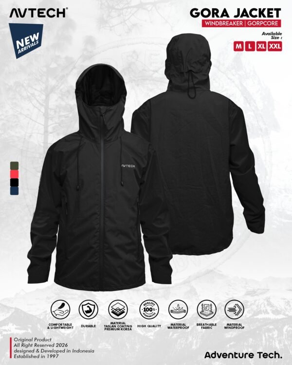 AVTECH - Jaket Pria Wanita Windbreaker Water Repellent Gorpcore Outdoor Gunung Harian - GORA