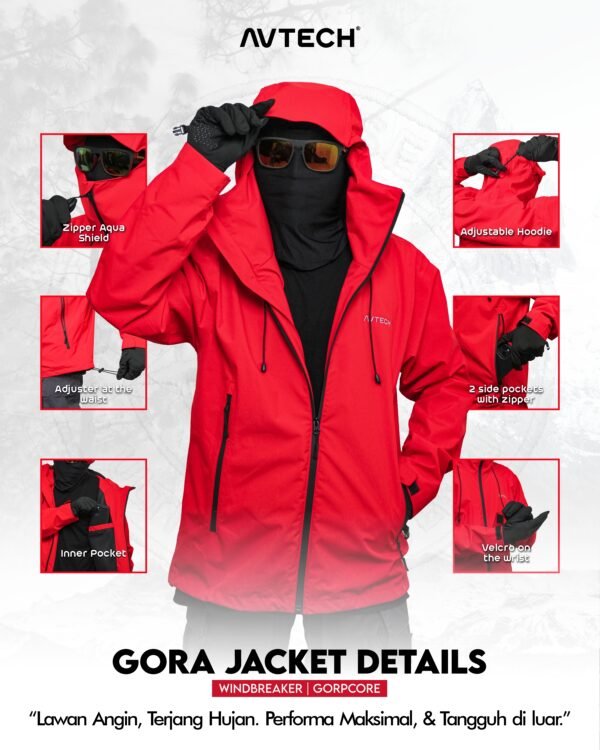 AVTECH - Jaket Pria Wanita Windbreaker Water Repellent Gorpcore Outdoor Gunung Harian - GORA