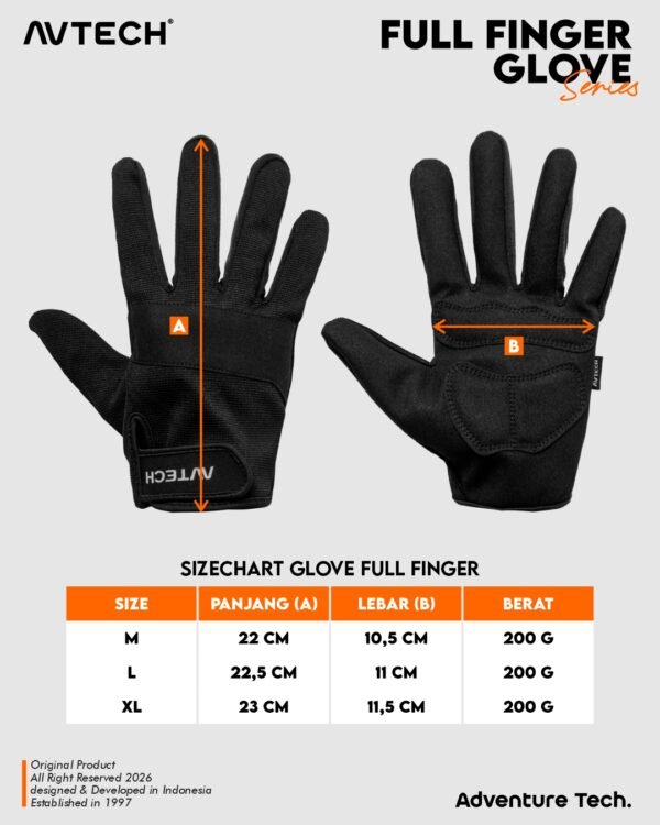 AVTECH - Sarung Tangan Gloves Pria Wanita Gunung Outdoor Hiking Travel Motor Riding Cycling - FULL FINGER