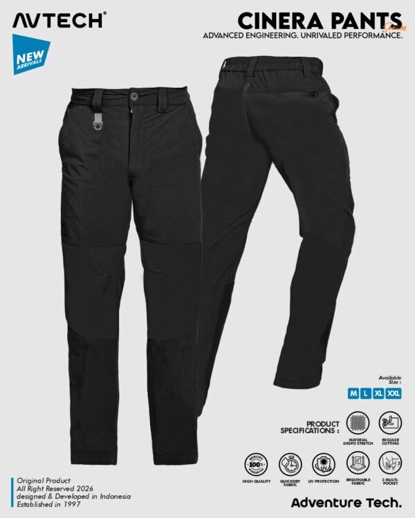AVTECH - Celana Panjang Pria Wanita Gunung Outdoor Travel Lifestyle Quick Dry Reguler Fit - CINERA