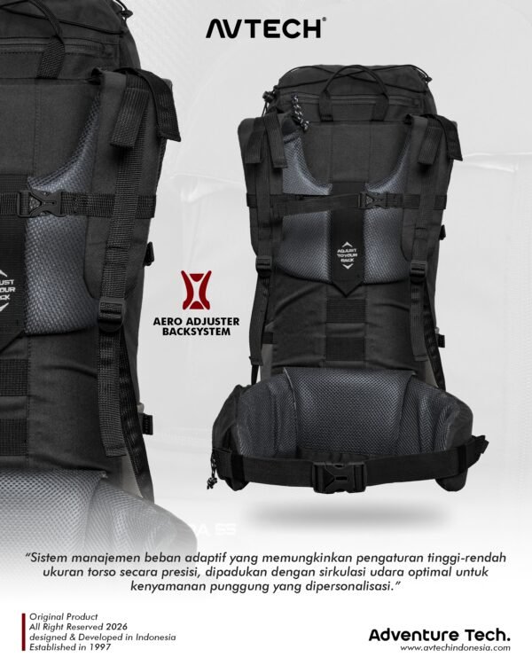 AVTECH - Tas Ransel Carrier Keril Backpack Hiking Camping Outdoor 55 Liter Free Rain Cover - KABARA 55