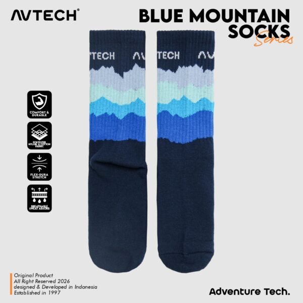 AVTECH - Kaos Kaki Socks Olahraga Pria Wanita Gunung Outdoor Hiking Running Cycling - BLUE MOUNTAIN