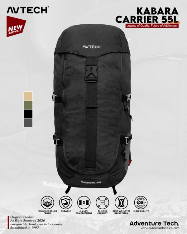 AVTECH - Tas Ransel Carrier Keril Backpack Hiking Camping Outdoor 55 Liter Free Rain Cover - KABARA 55