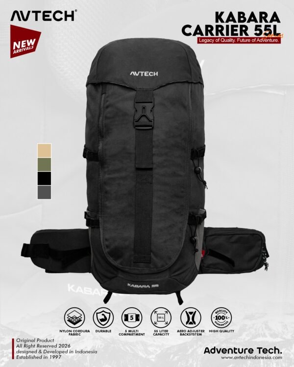 AVTECH - Tas Ransel Carrier Keril Backpack Hiking Camping Outdoor 55 Liter Free Rain Cover - KABARA 55