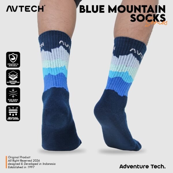 AVTECH - Kaos Kaki Socks Olahraga Pria Wanita Gunung Outdoor Hiking Running Cycling - BLUE MOUNTAIN