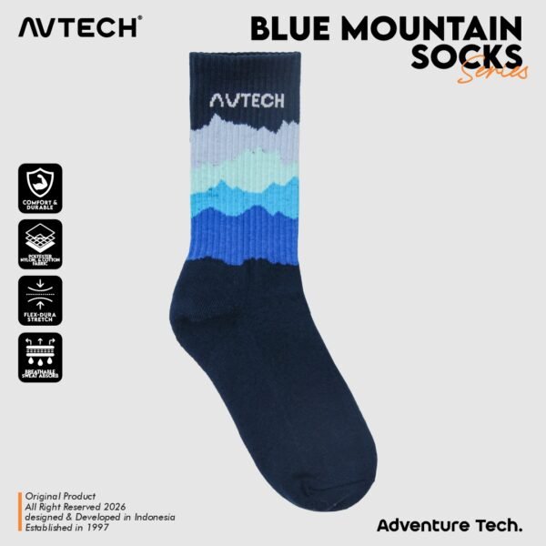 AVTECH - Kaos Kaki Socks Olahraga Pria Wanita Gunung Outdoor Hiking Running Cycling - BLUE MOUNTAIN