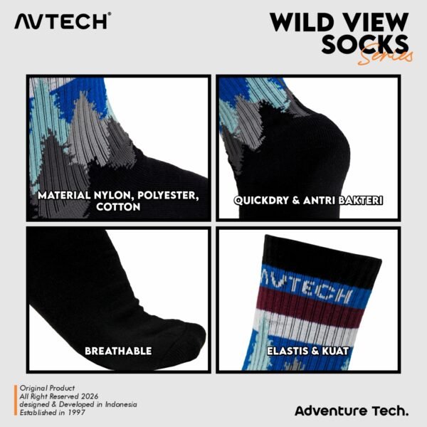 AVTECH - Kaos Kaki Socks Olahraga Pria Wanita Gunung Outdoor Hiking Running Cycling - WILD VIEW