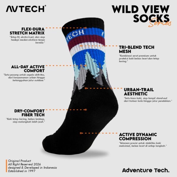 AVTECH - Kaos Kaki Socks Olahraga Pria Wanita Gunung Outdoor Hiking Running Cycling - WILD VIEW