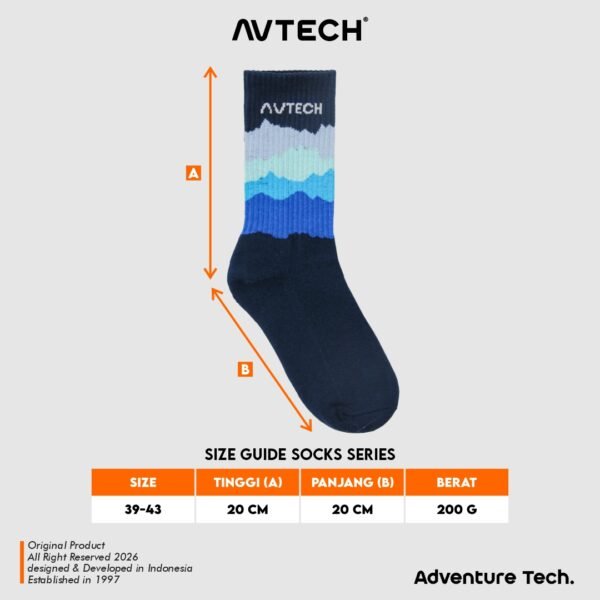 AVTECH - Kaos Kaki Socks Olahraga Pria Wanita Gunung Outdoor Hiking Running Cycling - BLUE MOUNTAIN
