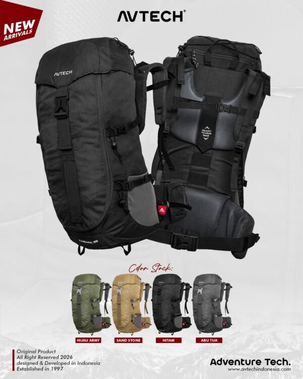 AVTECH - Tas Ransel Carrier Keril Backpack Hiking Camping Outdoor 55 Liter Free Rain Cover - KABARA 55