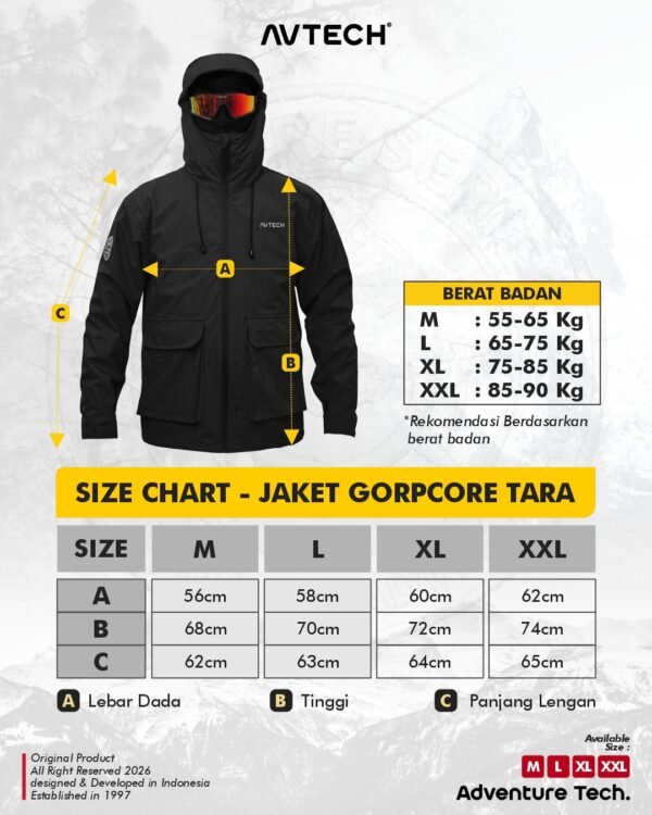 AVTECH - Jaket Pria Wanita Waterproof Water Repellent Gorpcore Outdoor Gunung Harian - TARA