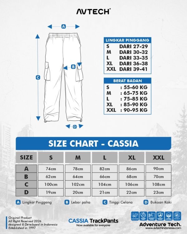 AVTECH - Celana Panjang Pria Wanita Cargo Gunung Outdoor Trackpants Quick Dry - CASSIA