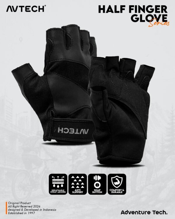 AVTECH - Sarung Tangan Gloves Pria Wanita Gunung Outdoor Hiking Travel Motor Riding Cycling - HALF FINGER