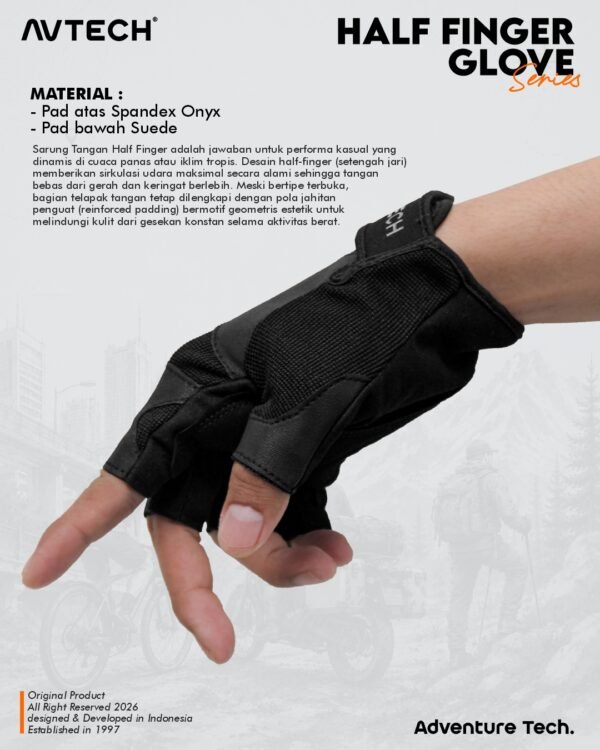 AVTECH - Sarung Tangan Gloves Pria Wanita Gunung Outdoor Hiking Travel Motor Riding Cycling - HALF FINGER