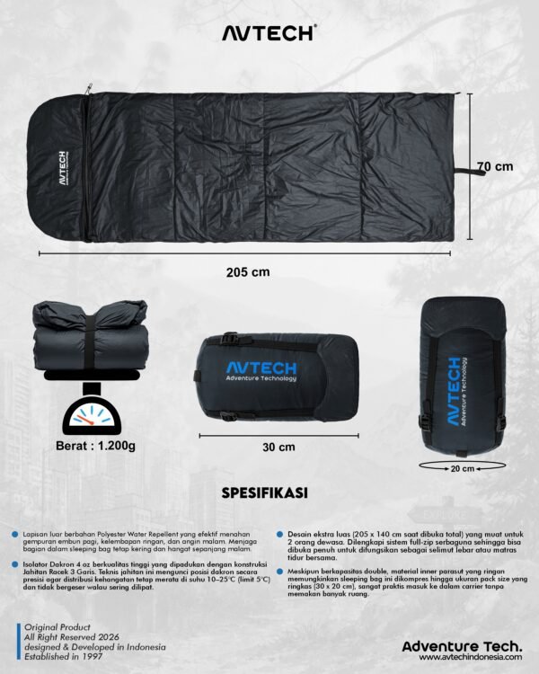 AVTECH - Sleeping Bag Kantong Tidur Outdoor Camping Hiking Gunung - SB DOUBLE CABIN DENALI