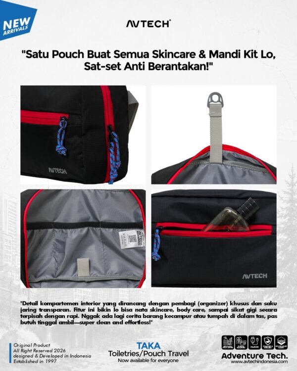 AVTECH - Tas Alat Mandi Wash Bag Toiletres Organizer Pouch Travel Serbaguna - TAKA