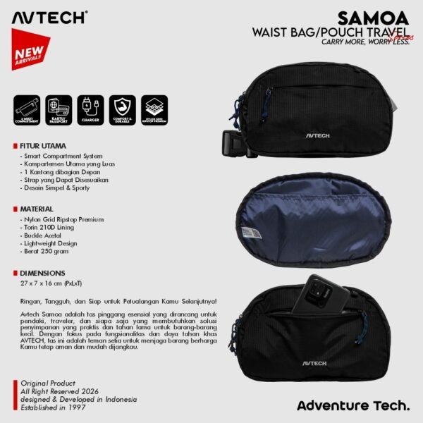 AVTECH - Tas Selempang Pinggang Waist Bag Harian Hiking Outdoor Travel Lifestyle - SAMOA