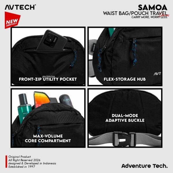 AVTECH - Tas Selempang Pinggang Waist Bag Harian Hiking Outdoor Travel Lifestyle - SAMOA