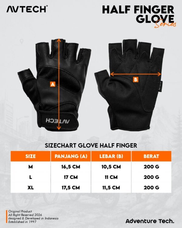 AVTECH - Sarung Tangan Gloves Pria Wanita Gunung Outdoor Hiking Travel Motor Riding Cycling - HALF FINGER