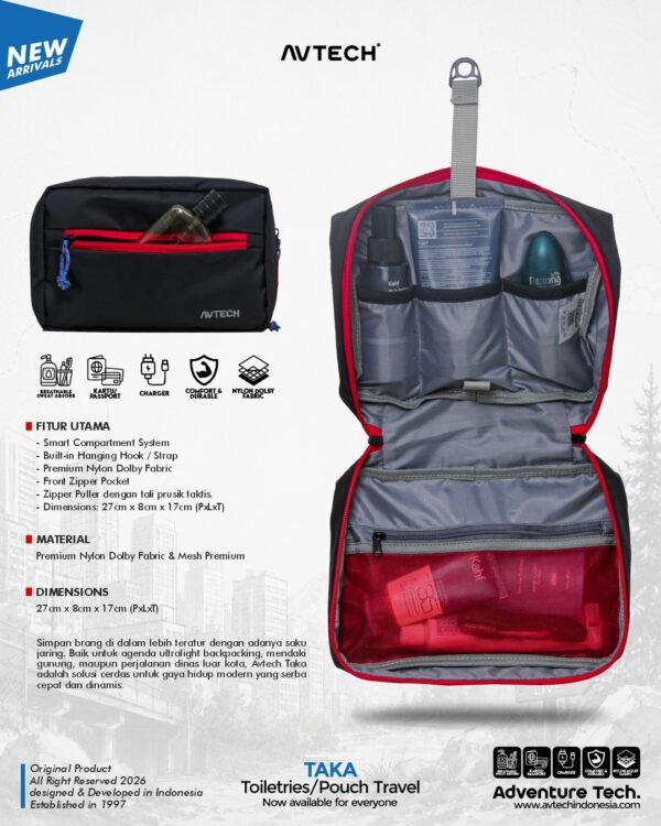 AVTECH - Tas Alat Mandi Wash Bag Toiletres Organizer Pouch Travel Serbaguna - TAKA