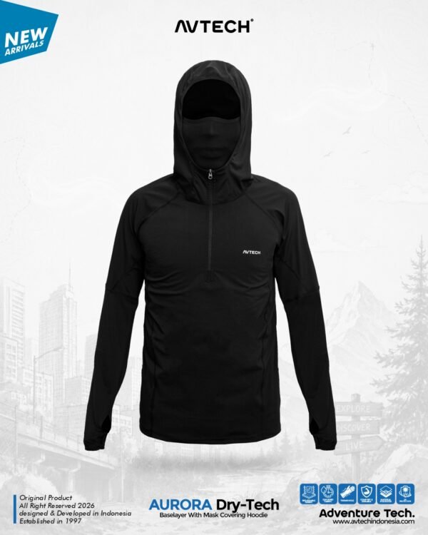 AVTECH - Baselayer Pria Wanita Lengan Panjang Outdoor Dry Fit Face with Mask Covering Hoodie - AURORA