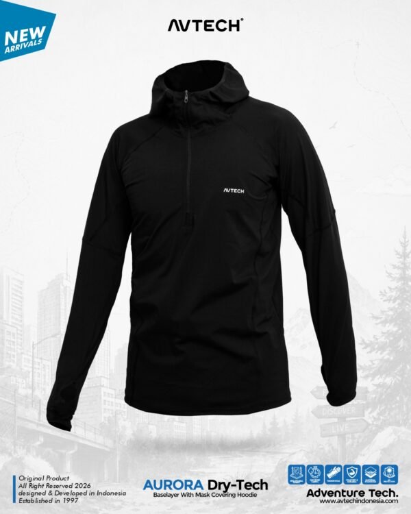 AVTECH - Baselayer Pria Wanita Lengan Panjang Outdoor Dry Fit Face with Mask Covering Hoodie - AURORA