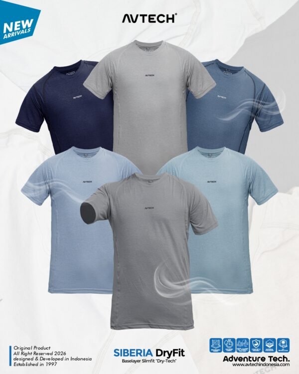 AVTECH - Baselayer Kaos Pria Wanita Manset Lengan Pendek Baju Olahraga Sepeda Dry Fit - SIBERIA