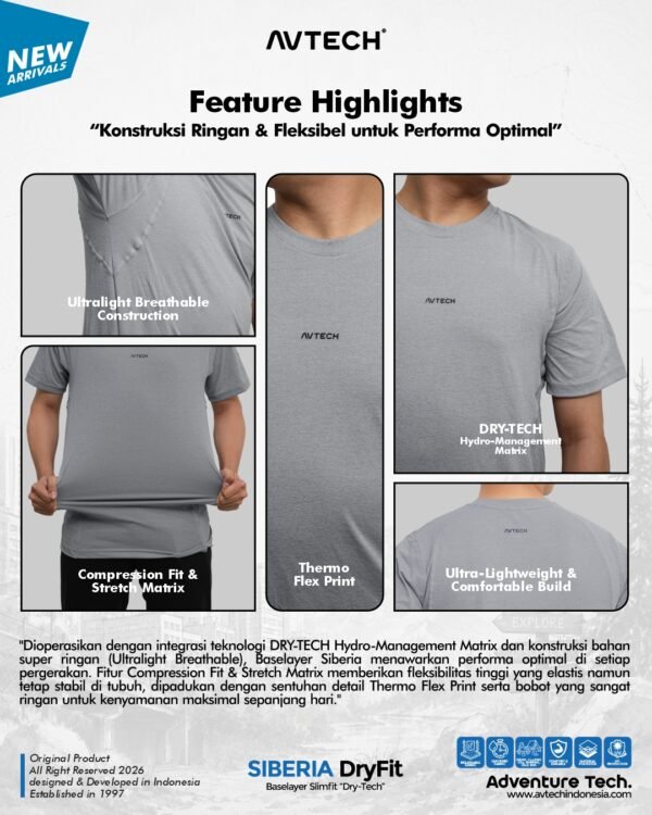 AVTECH - Baselayer Kaos Pria Wanita Manset Lengan Pendek Baju Olahraga Sepeda Dry Fit - SIBERIA