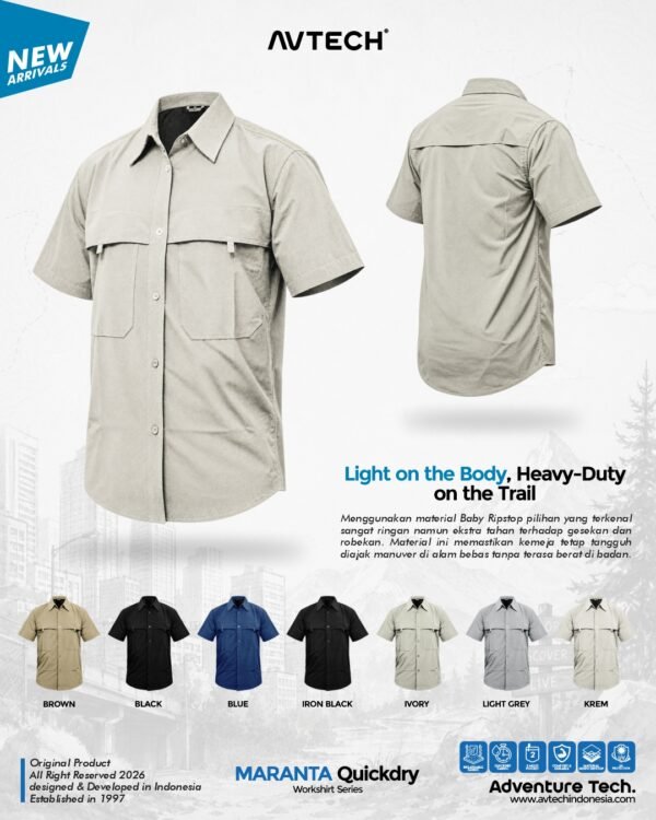 AVTECH - Kemeja Lengan Pendek Formal Kerja Lapangan Outdoor Harian Quick Dry Reguler Fit - MARANTA