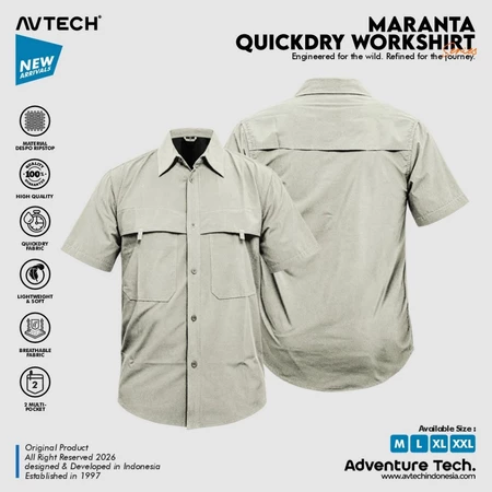 AVTECH - Kemeja Lengan Pendek Formal Kerja Lapangan Outdoor Harian Quick Dry Reguler Fit - MARANTA