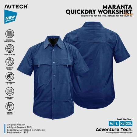 AVTECH - Kemeja Lengan Pendek Formal Kerja Lapangan Outdoor Harian Quick Dry Reguler Fit - MARANTA