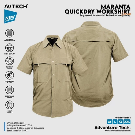 AVTECH - Kemeja Lengan Pendek Formal Kerja Lapangan Outdoor Harian Quick Dry Reguler Fit - MARANTA