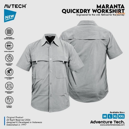 AVTECH - Kemeja Lengan Pendek Formal Kerja Lapangan Outdoor Harian Quick Dry Reguler Fit - MARANTA