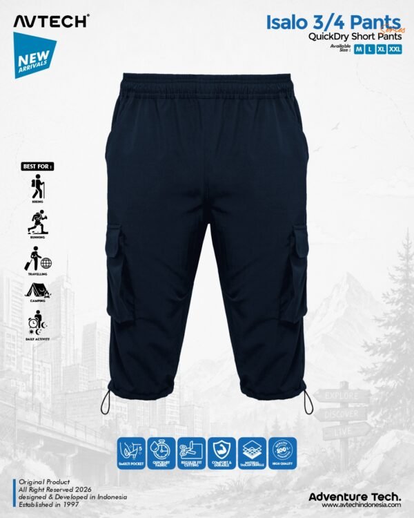 AVTECH - Celana Pendek Cargo 3/4 Pria Wanita Olahraga Running Jogging Trekking Outdoor Quickdry - ISALO